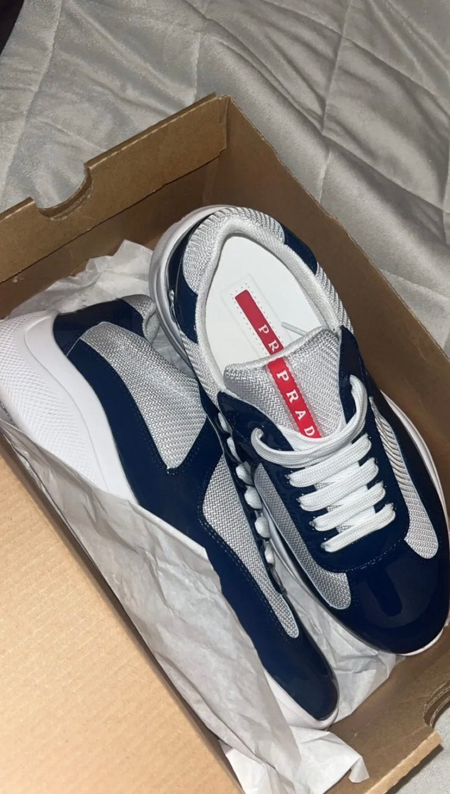 Nieuwe blauwe Prada cups sneakers in doos, Ophalen, Nieuw, Blauw