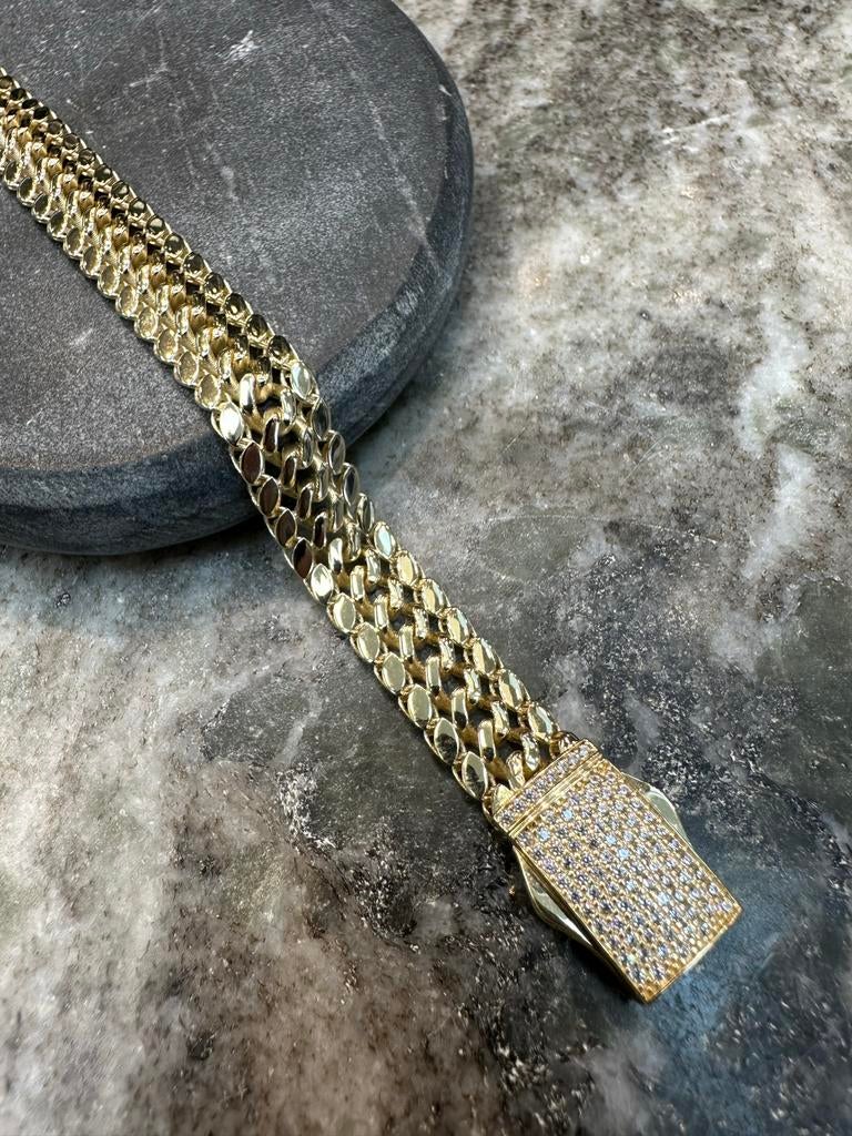 Prachtige 14k Gouden Armband met Zirkonia Sluiting, Ophalen of Verzenden, Nieuw, Goud, Met kristal