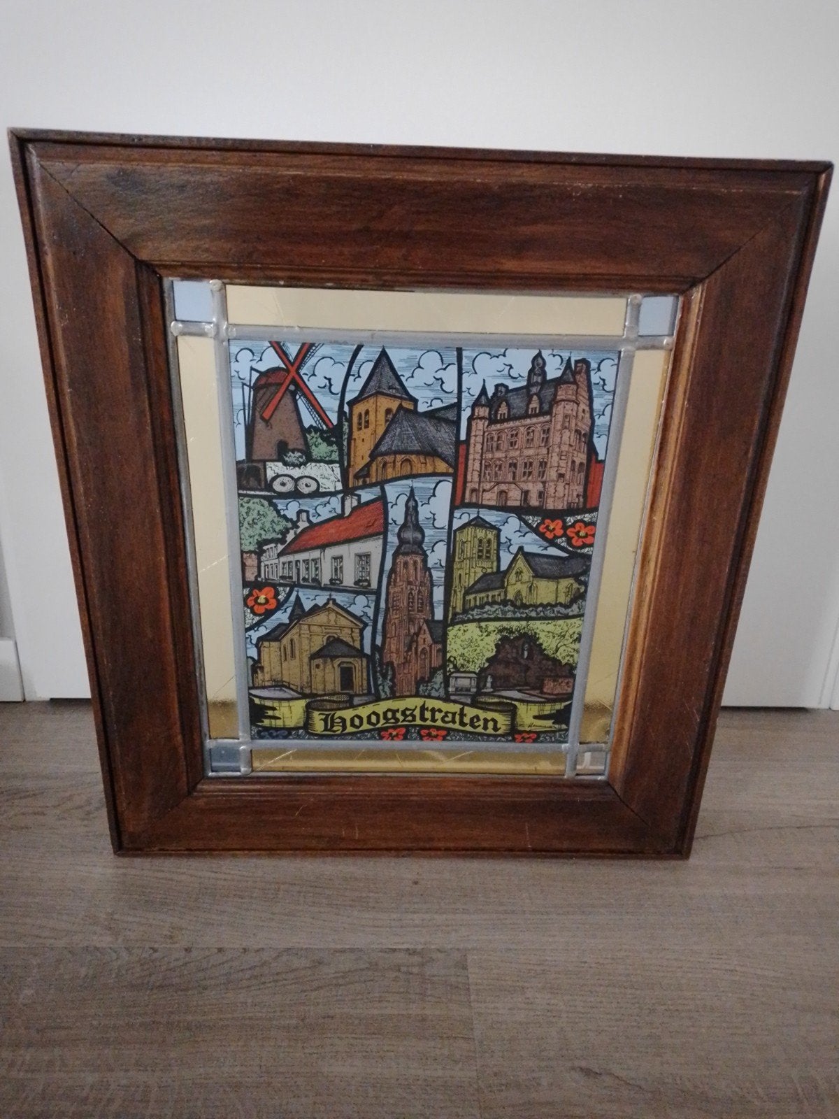een mooie glas in lood lichtbak van hoogstraten in belgie, Antiek en Kunst, Ophalen