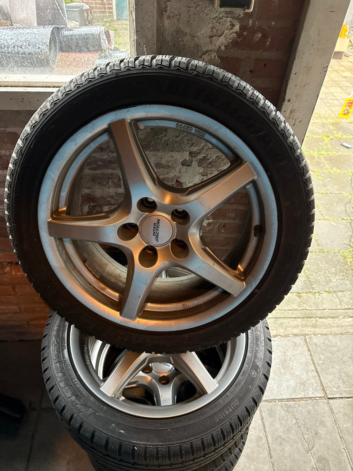 Set van 4 Winterbanden met Velgen - Goede Staat, Gebruikt, Banden en Velgen, 17 inch, Personenwagen