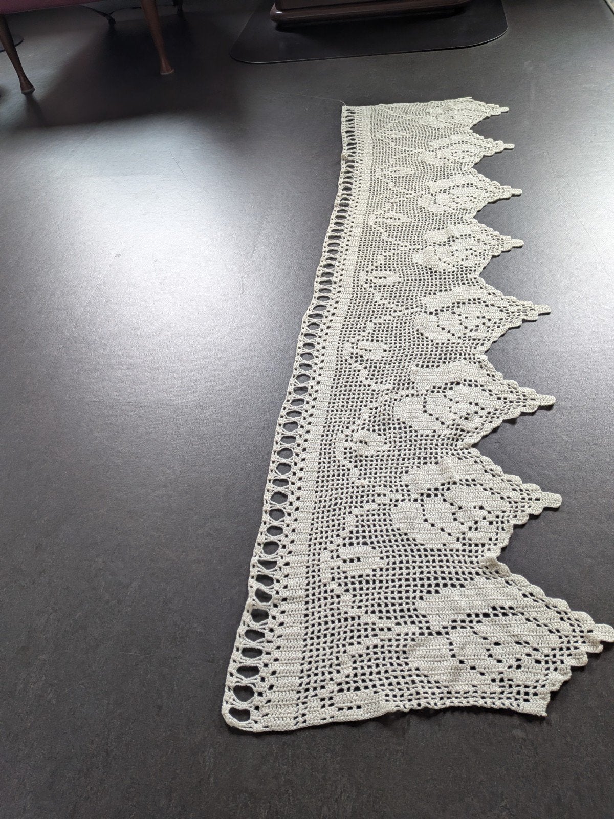 Gehaakte gordijntjes, Ophalen of Verzenden, Crème, Rechthoekig, 50 tot 100 cm