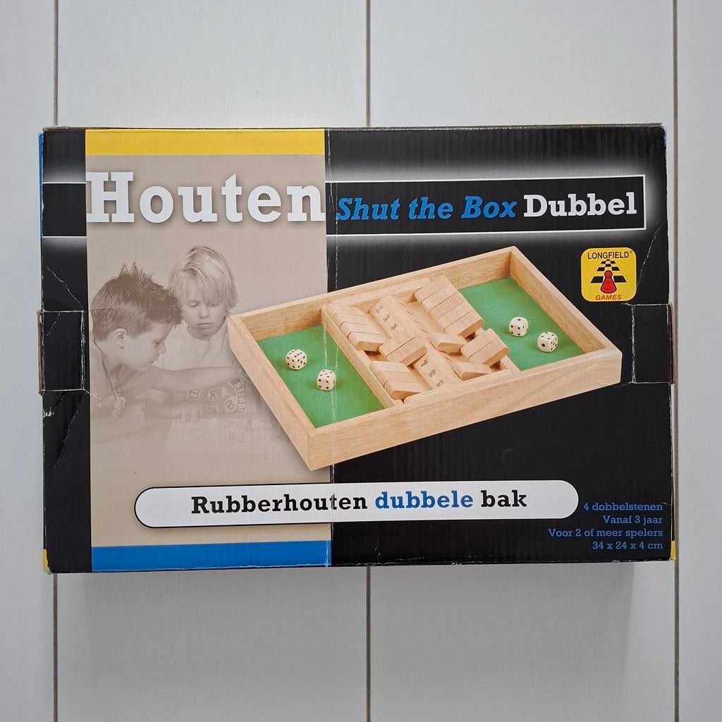 Shut the Box Dubbel - Houten dobbelspel, Hobby en Vrije tijd, Gezelschapsspellen | Overige, Vijf spelers of meer, Ophalen of Verzenden