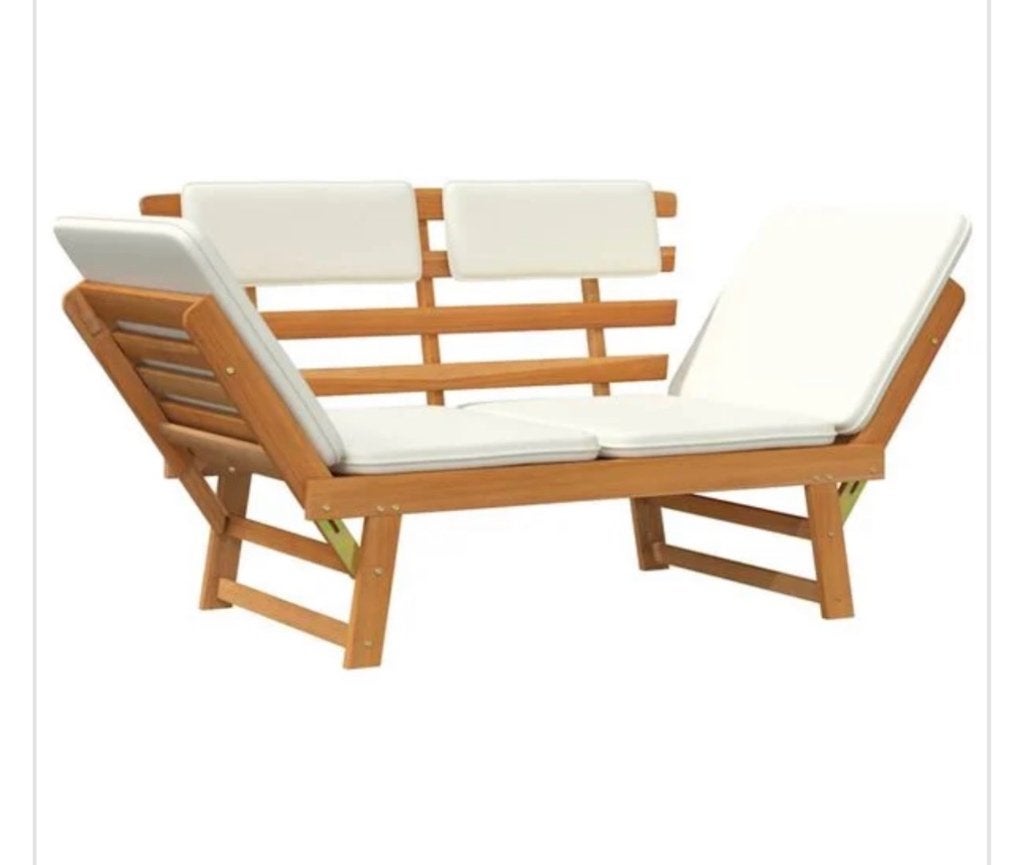 Verstelbare houten tuinbank met kussens, Tuin en Terras, Tuinsets en Loungesets, Verzenden, 3 zitplaatsen, Nieuw, Hout