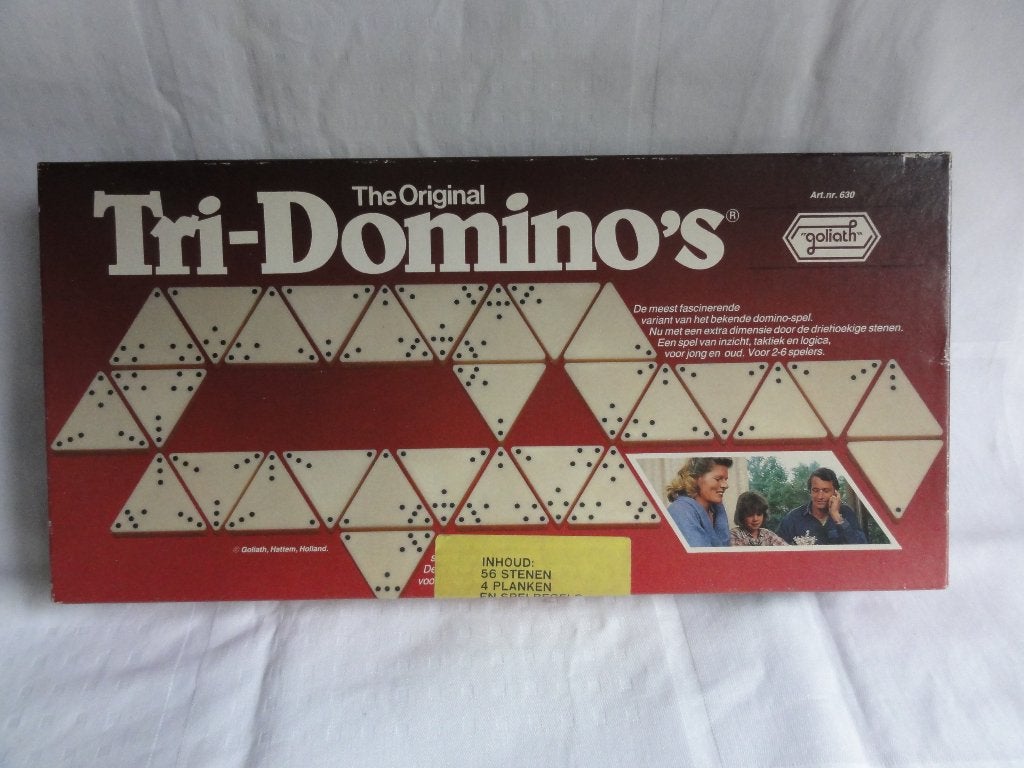 Tri-domino's gezelschapsspel, Drie of vier spelers, Verzenden, Zo goed als nieuw, Goliath