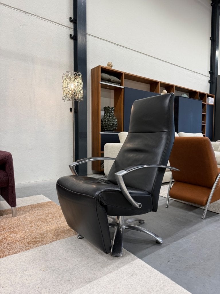 Als nieuw Jori Brainbuilder Relaxfauteuil zwart leer Stoel