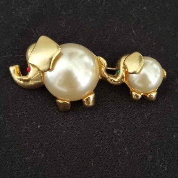Vintage Olifanten Broche - 24 gram, Overige materialen, 4 tot 7 cm, Gebruikt, Met kristal