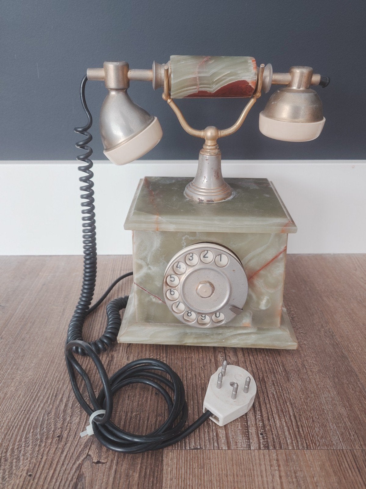 Antieke telefoon van groene Onyx marmer, Antiek en Kunst, Ophalen of Verzenden