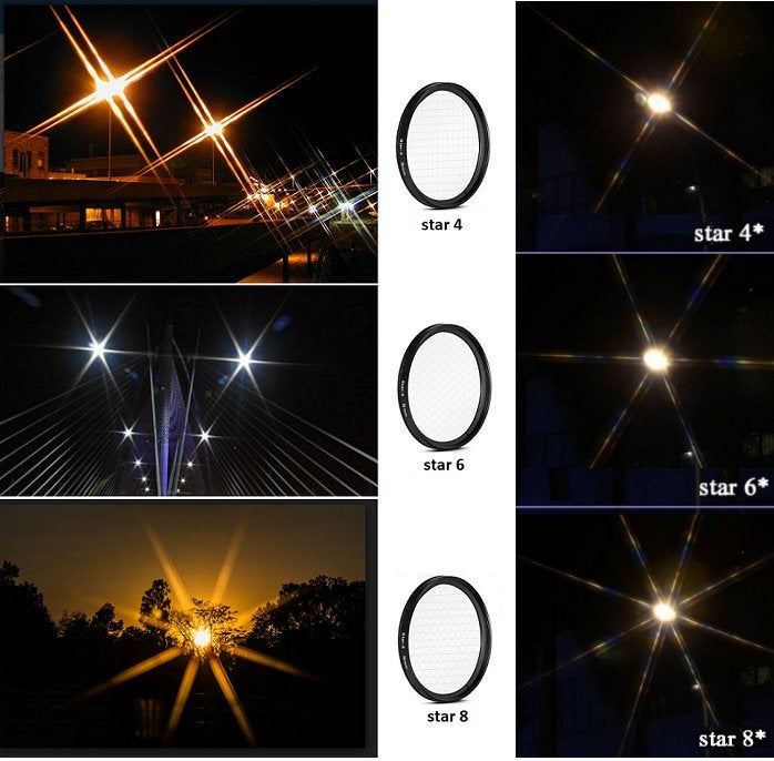 Set 3 x Star filter 4 + 6 + 8 starfilter 72 mm sterfilter, Audio, Tv en Foto, Fotografie | Filters, Ophalen of Verzenden, Nieuw
