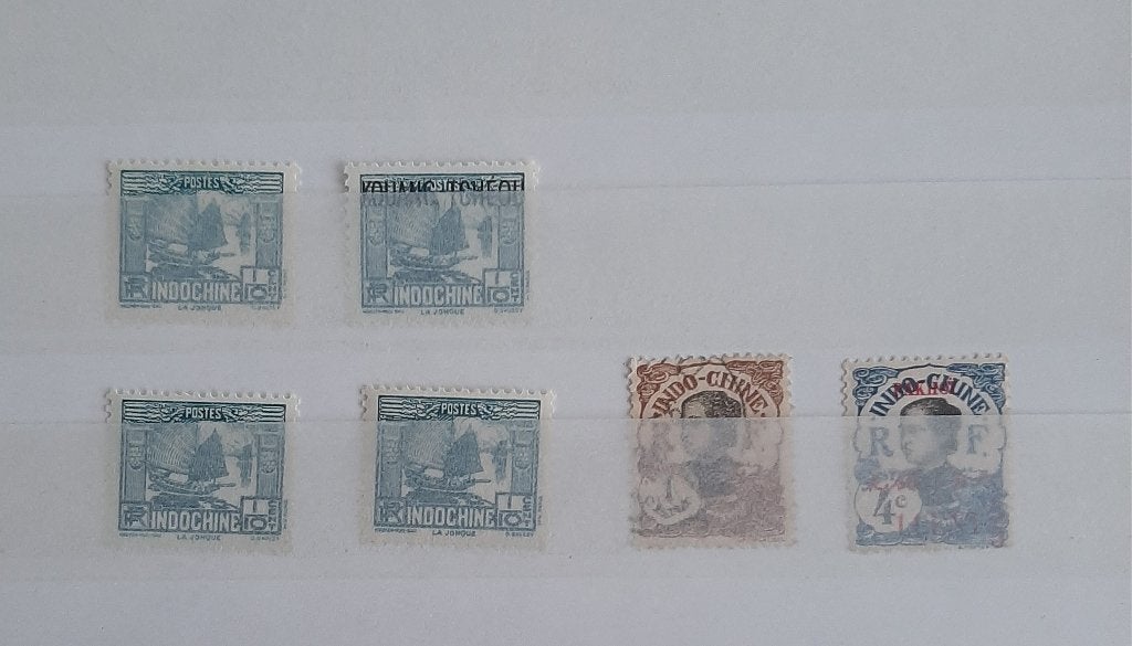 6 Oude Postzegels Indochina Nr. 1 Gestempeld, Ophalen, Gestempeld, Zuidoost-Azië