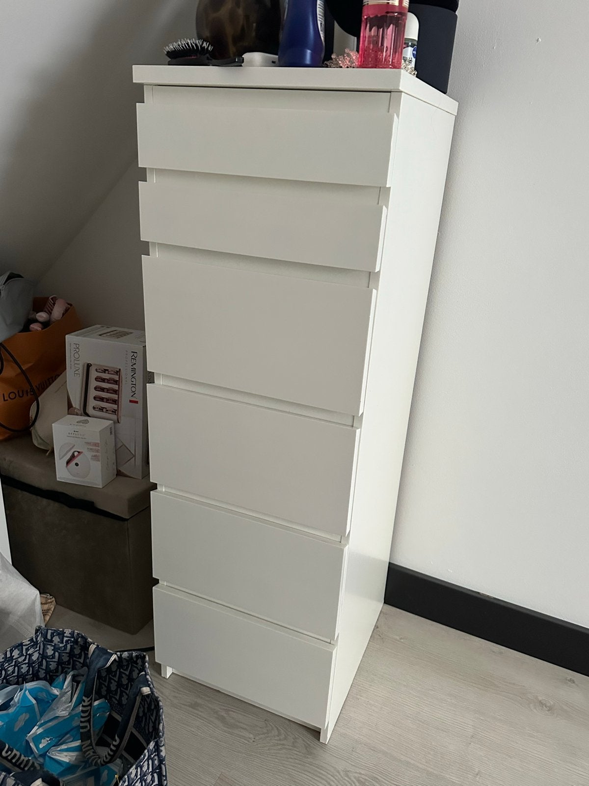 IKEA Malm ladekast met spiegel, Gebruikt, 5 laden of meer, 150 tot 200 cm, 25 tot 50 cm