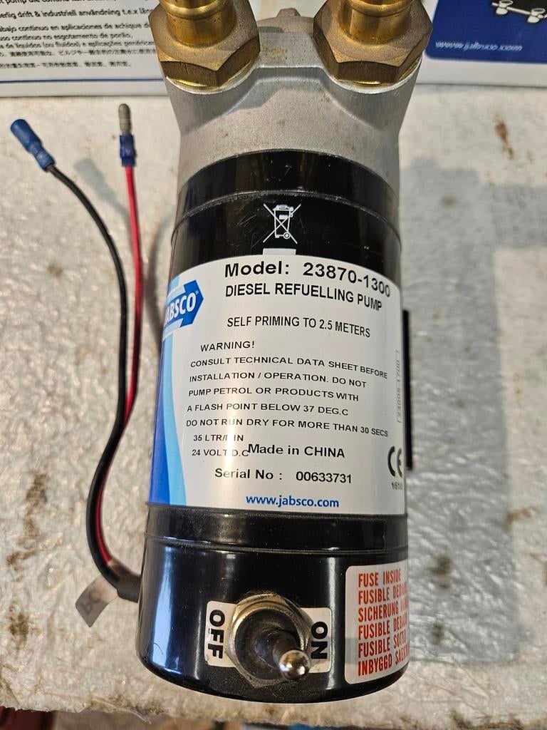 Jabsco 23870-1300 Dieseltransferpomp, 35 LPM, 19 mm 24 Volt, Ophalen of Verzenden, Nieuw, Overige typen