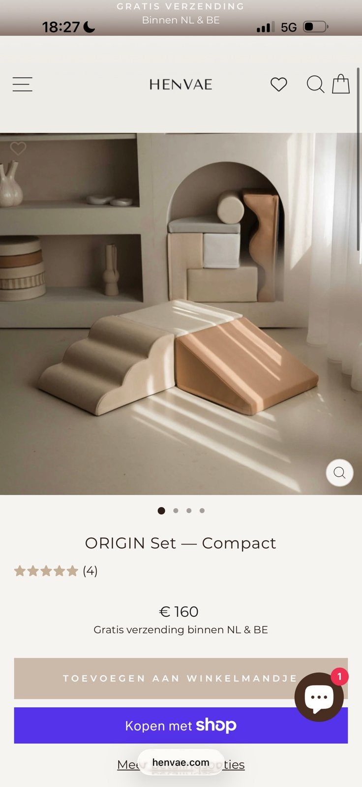 HENVAE ORGIN Set - compact - foam blokken, Ophalen, Zo goed als nieuw