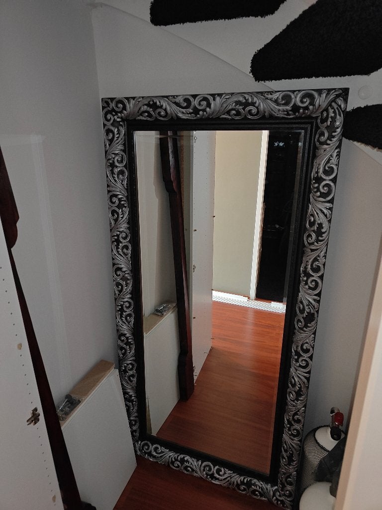 Barok Spiegel - Zwart met Zilveren Details, Huis en Inrichting, Woonaccessoires | Spiegels, Ophalen, Zo goed als nieuw, 150 tot 200 cm