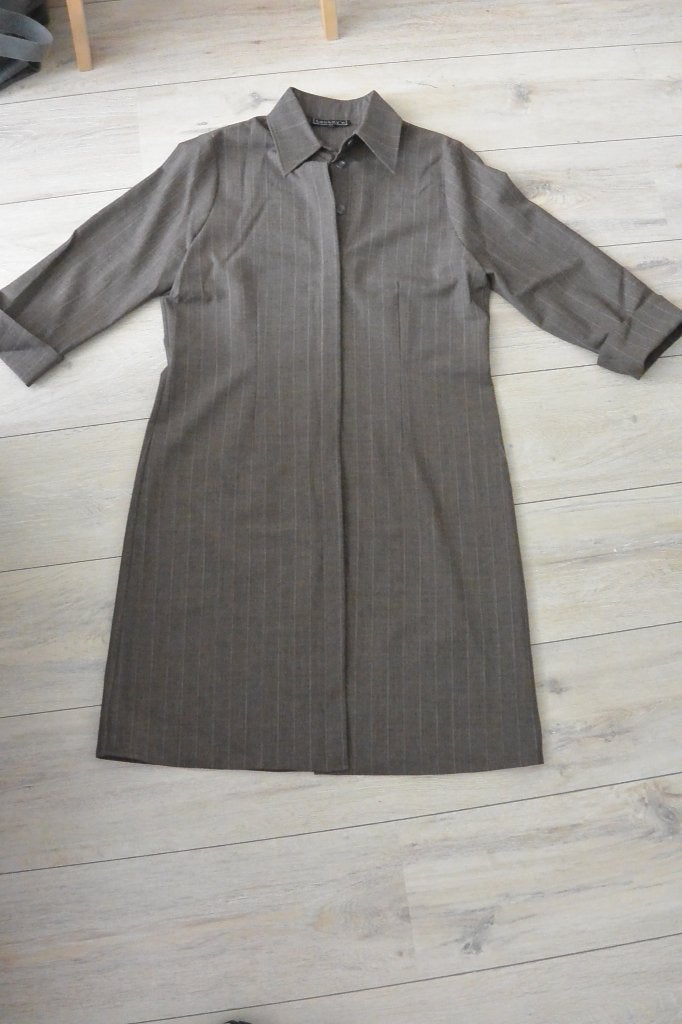 Lanaby's gestreepte wollen jurk - Maat 38, Kleding | Dames, Maat 38/40 (M), Bruin, Verzenden, Knielengte