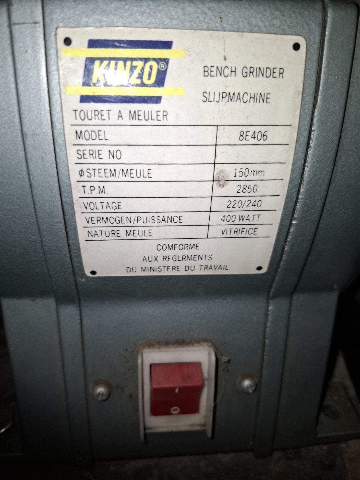 Kinzo Bankslijpmachine 400W - Model 8E406, Doe-het-zelf en Verbouw, Gereedschap | Slijpmachines, Ophalen, Gebruikt, Minder dan 700 watt