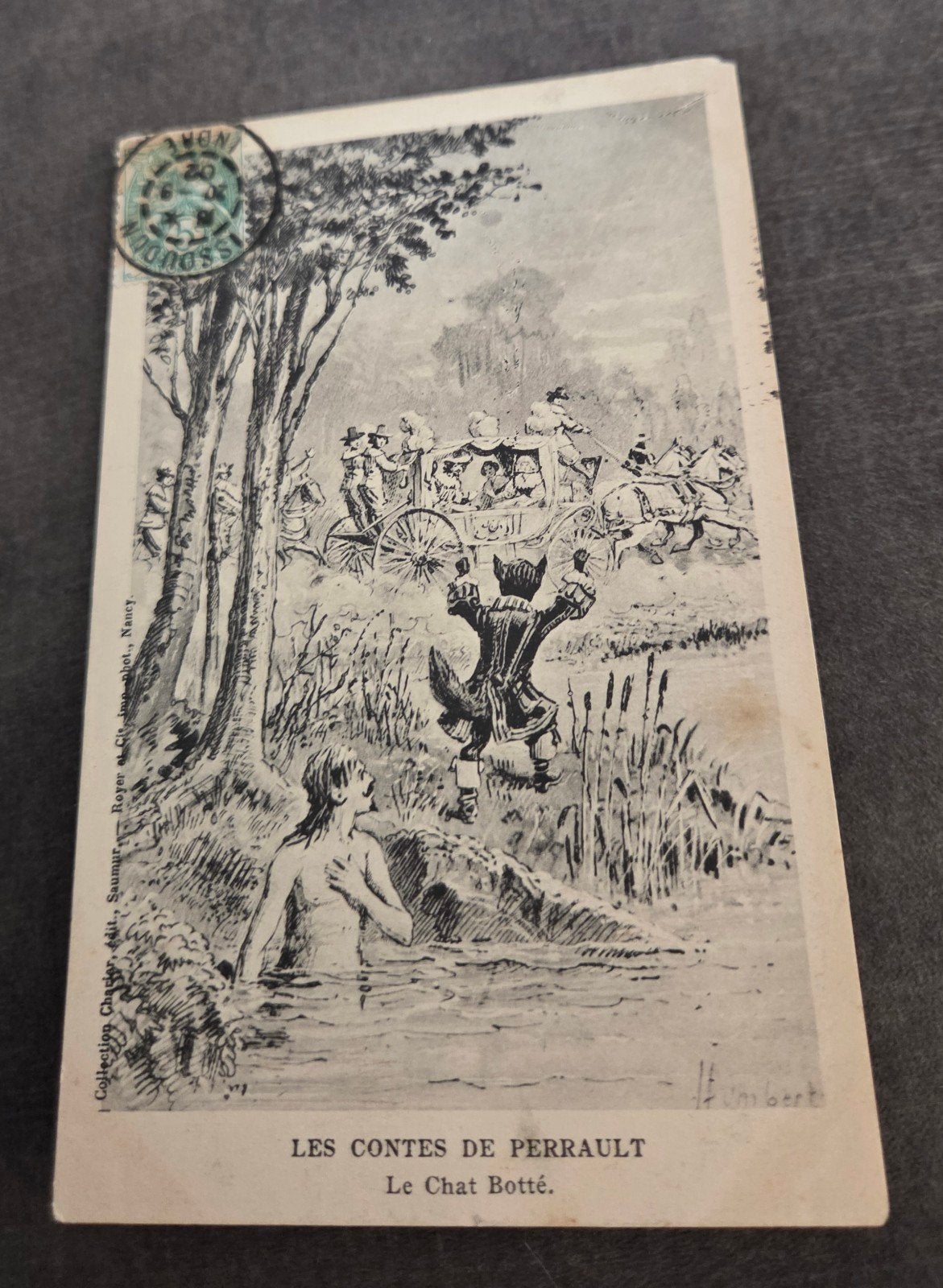 Franse postkaart - Les Contes de Perrault - De Gelaarsde, Verzenden, Voor 1920, Gelopen, Overige thema's
