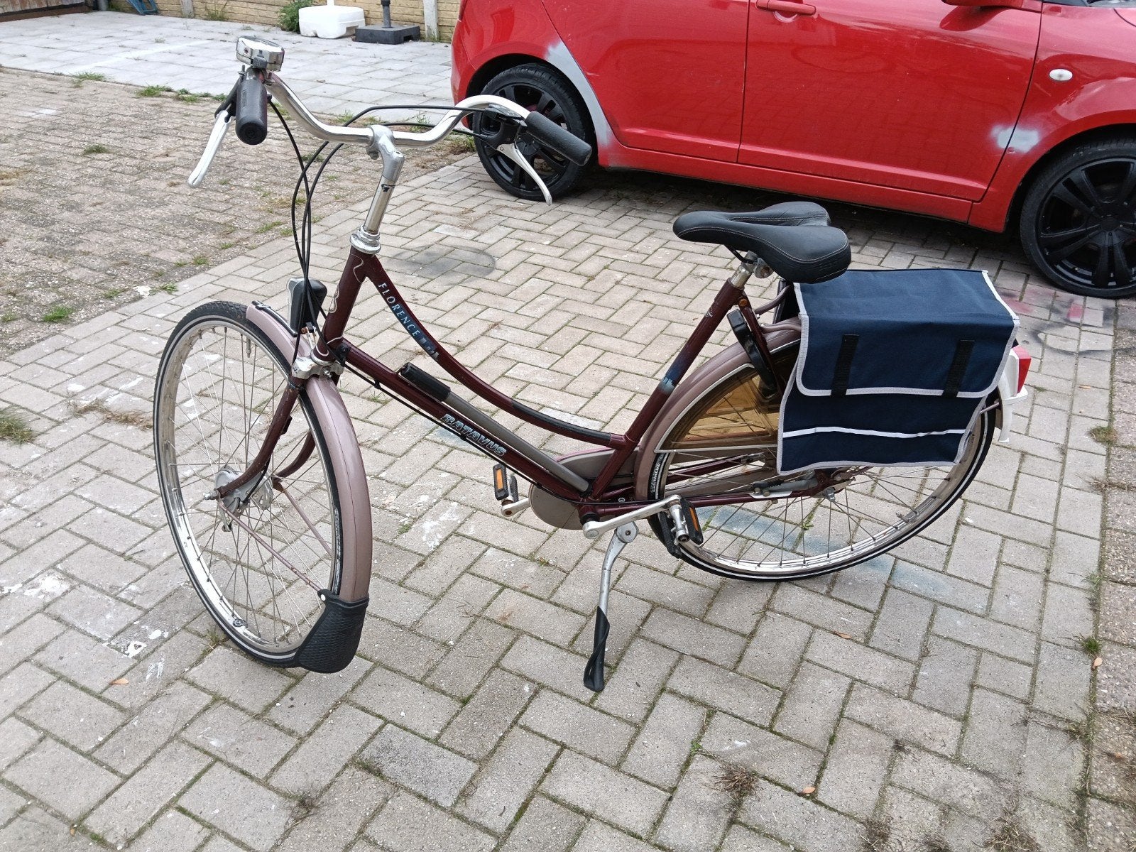 Batavus Florence Damesfiets met Fietstassen, Ophalen, Terugtraprem, Batavus, 53 tot 56 cm