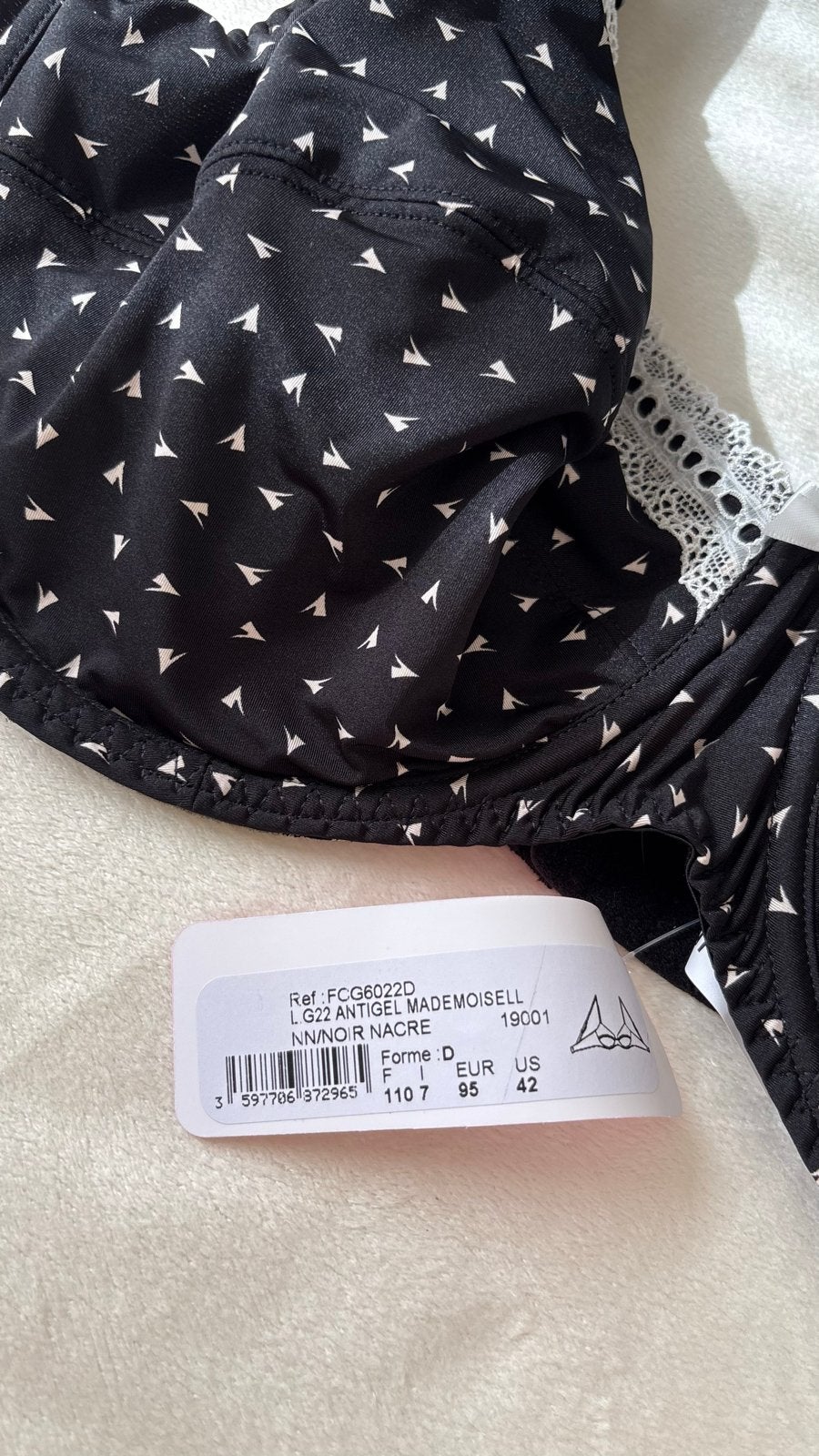 Antigel BH 95D - Zwart met witte print, Kleding | Dames, Ondergoed en Lingerie, Verzenden, Zwart, BH