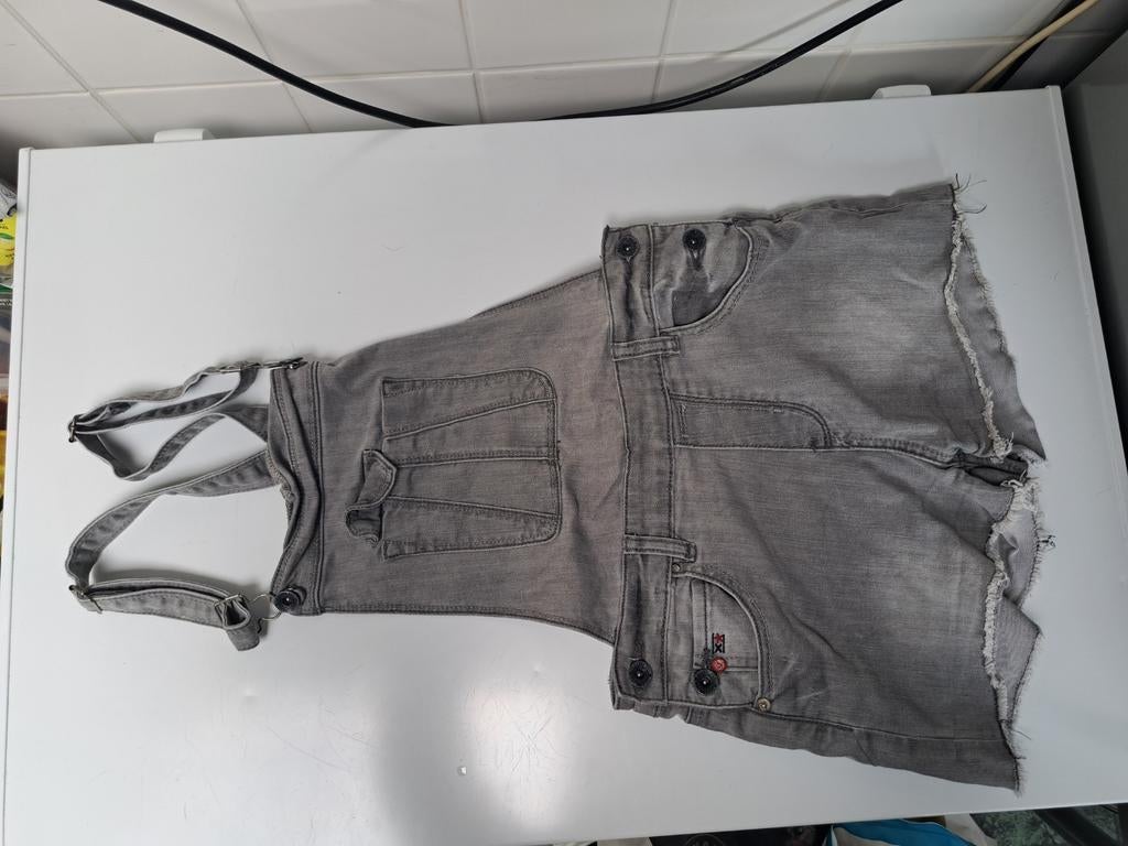 Korte grijze spijker tuinbroek maat 158/164, Ophalen of Verzenden, Zo goed als nieuw, Meisje, Broek