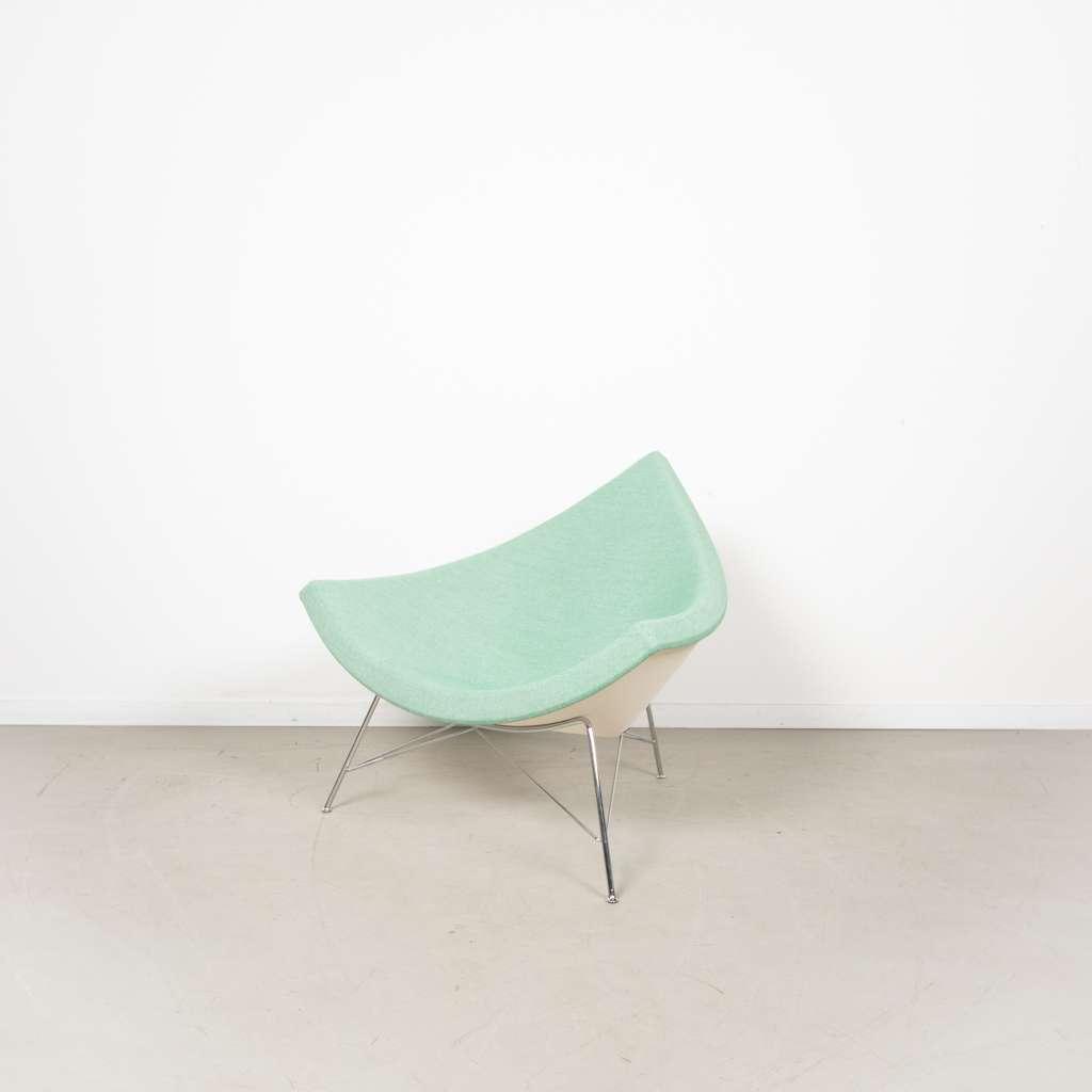 4x Vitra Coconut Fauteuil Mintgroen Stof – Chroom, Niet ingevuld, Niet ingevuld, Nieuw, 75 tot 100 cm
