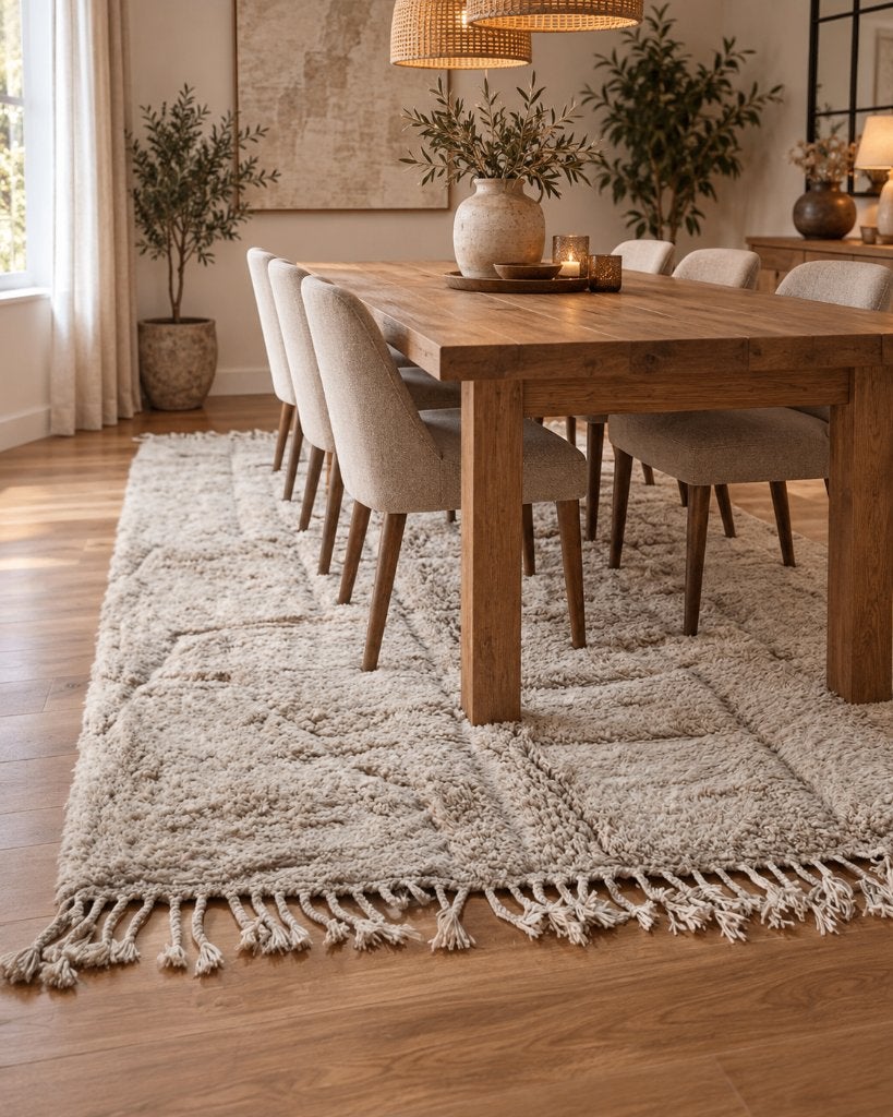 Handgemaakt wollen vloerkleed 150x250 ivoor reliëf, Info@maroccarpets.nl, 150 tot 200 cm, Ophalen of Verzenden, Beige