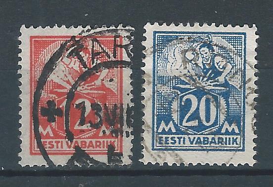 4578 - Baltische staten – Estland – MiNr 57,59 (gestempeld), Ophalen of Verzenden, Overige landen, Gestempeld