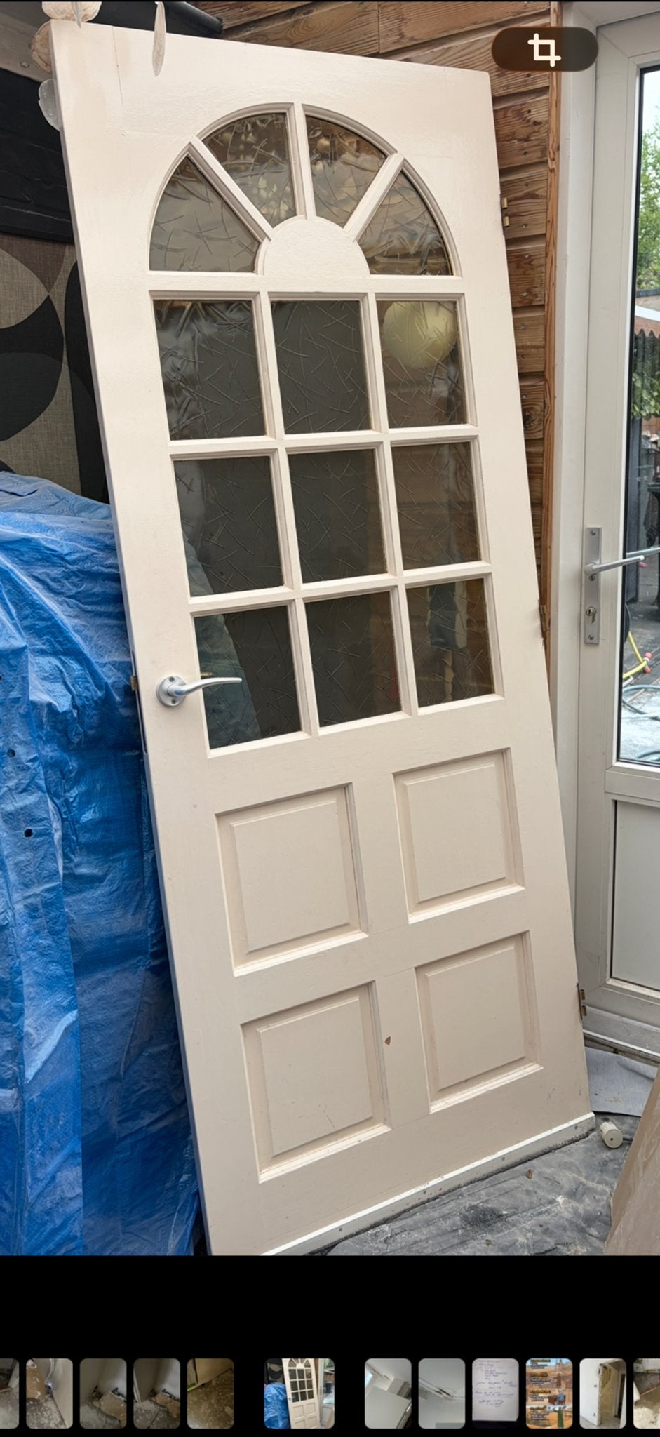 Crème Binnendeur met Glas en Paneeldetails, Doe-het-zelf en Verbouw, Deuren en Horren, Ophalen, Gebruikt, 80 tot 100 cm, Binnendeur