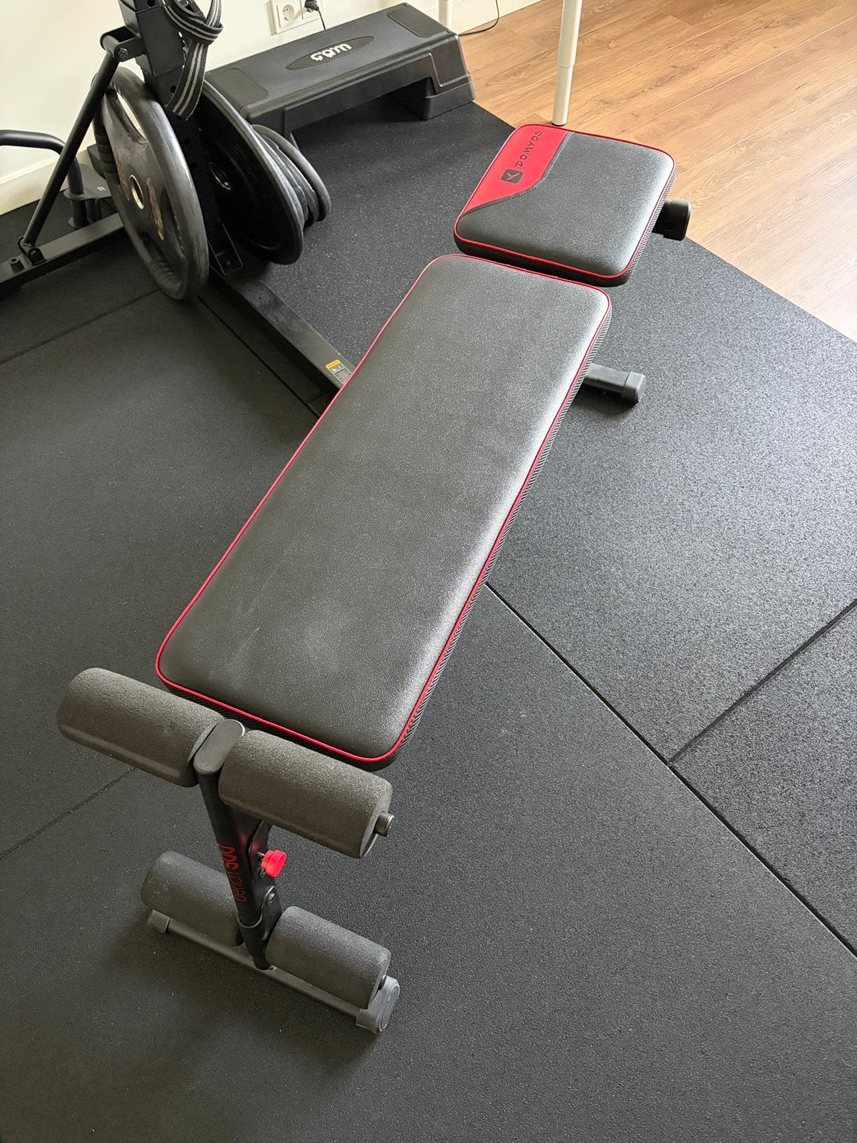 Domyos halterbank opklapbaar, Ophalen, Zo goed als nieuw, Rug, Fitnessbank