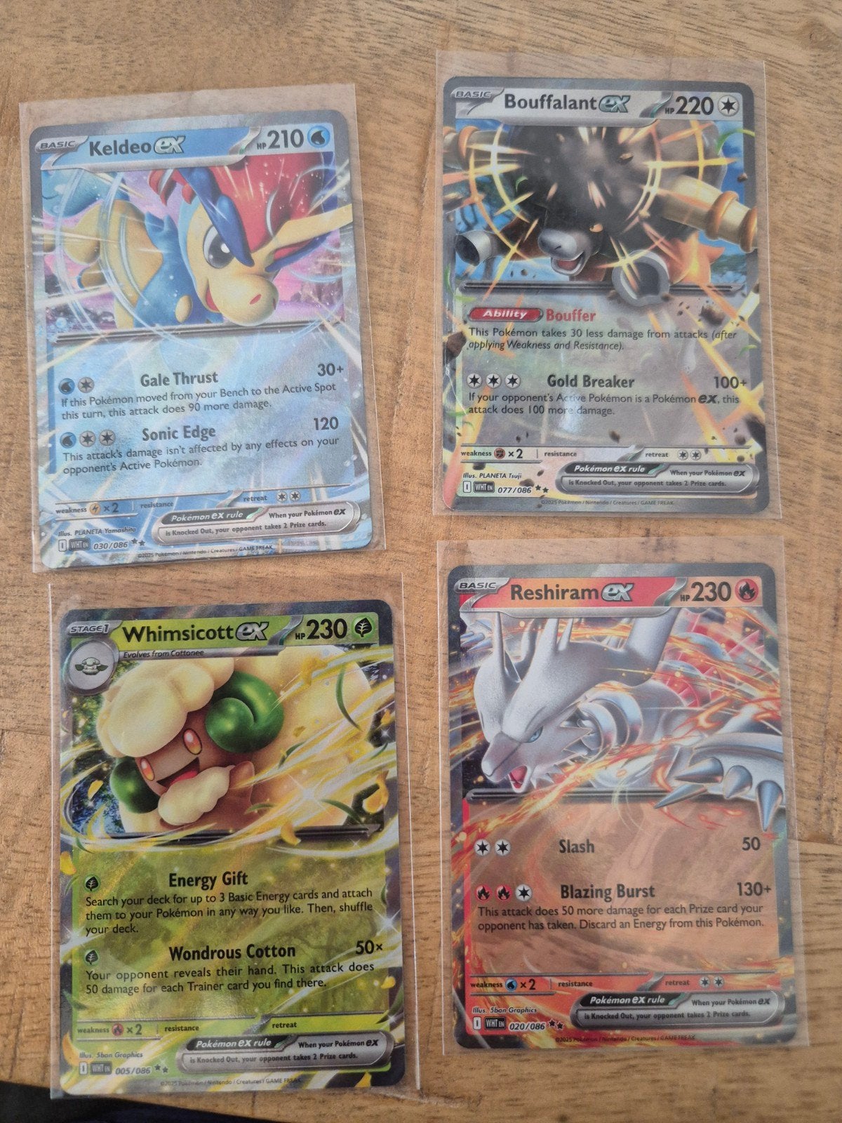 Reshiram, Keldeo, Bouffalant, Whimsicott ex kaarten, Ophalen of Verzenden, Gebruikt, Meerdere kaarten