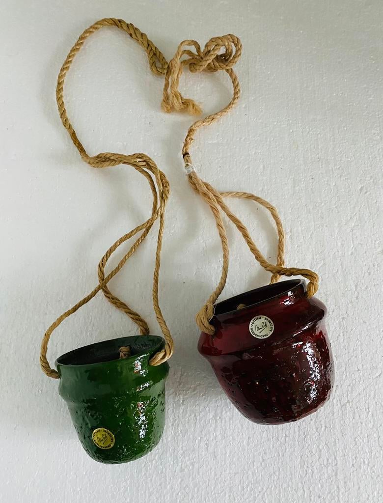 Set van 2 Van Eck keramobiles / keramiek bloempotjes , 70s
