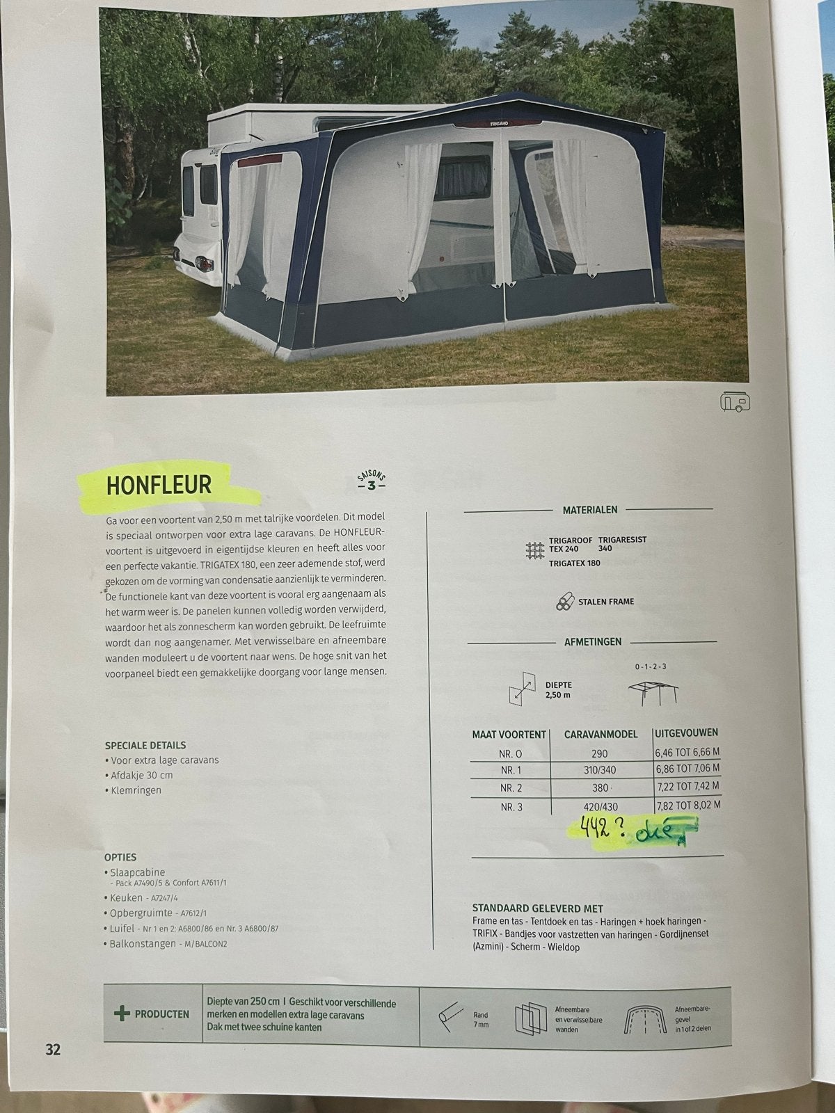 Trigano Honfleur voortent voor lage/hefdakcaravans 4.20/4.30, Ophalen of Verzenden, Zo goed als nieuw, Overige merken