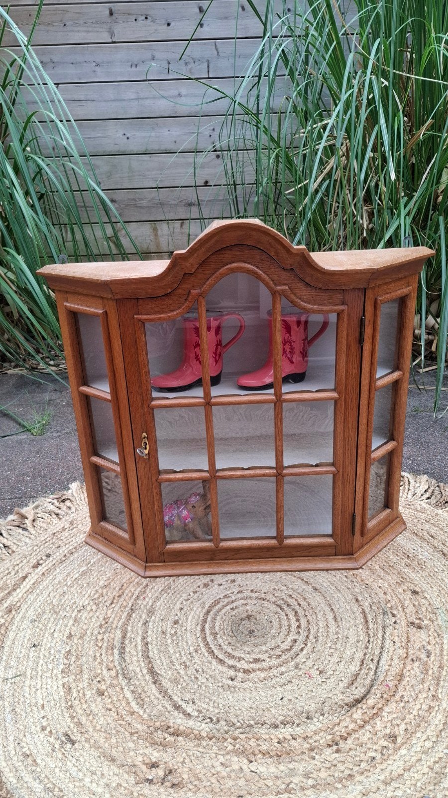 Muurkastje wandkastje hout vitrinekastje vintage, Huis en Inrichting, Kasten | Vitrinekasten, Ophalen, 25 tot 50 cm, 50 tot 100 cm