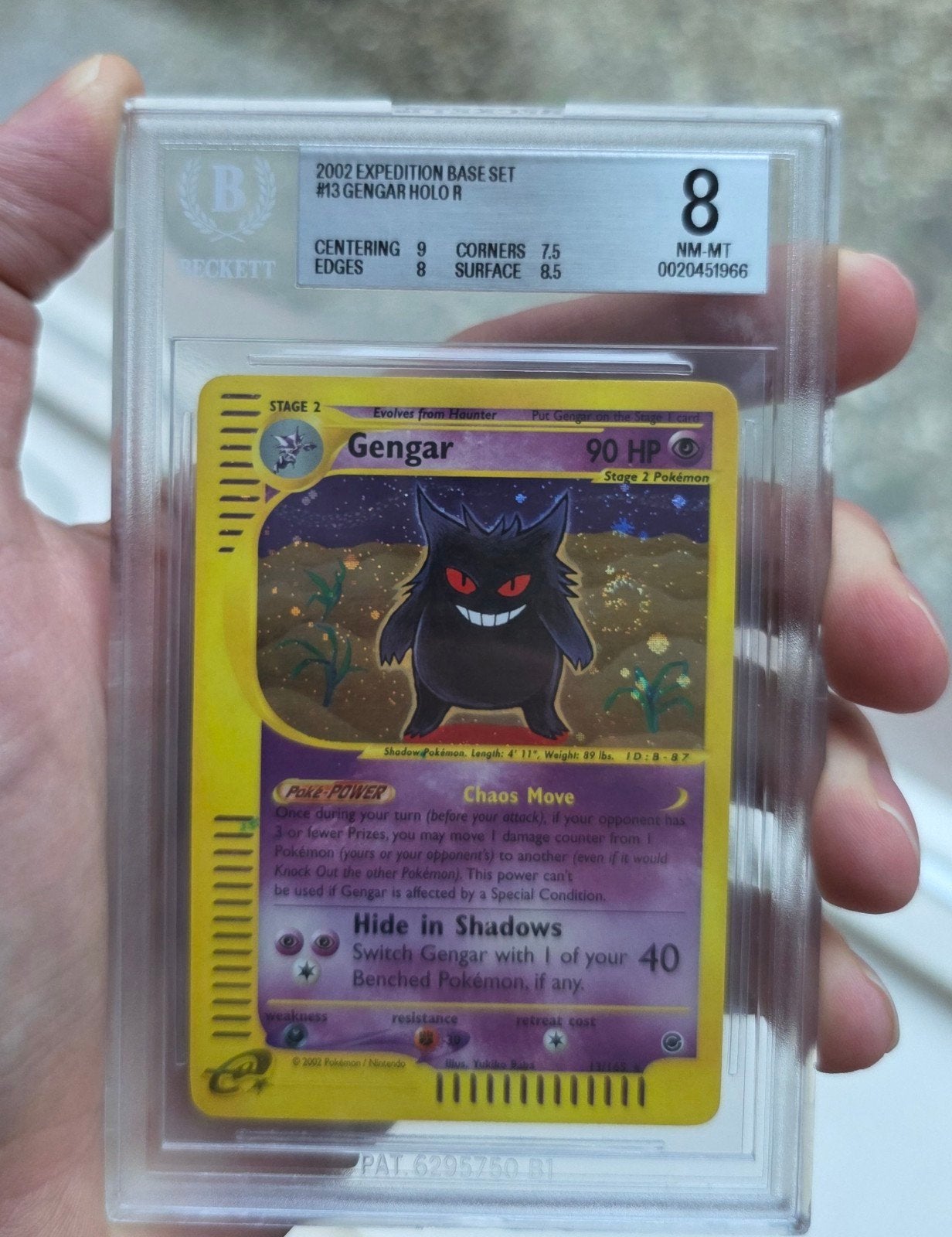 Gengar Holo (2002 Expedition) BGS 8 (CRAZY SWIRLLL), Ophalen of Verzenden, Zo goed als nieuw, Losse kaart, Foil