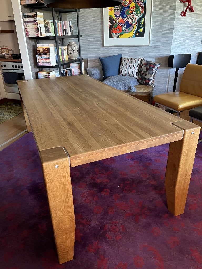 massief houten tafel erg zwaar afmeting 100 x 200 cm, Huis en Inrichting, Tafels | Eettafels, Ophalen, Gebruikt, Eikenhout, 200 cm of meer