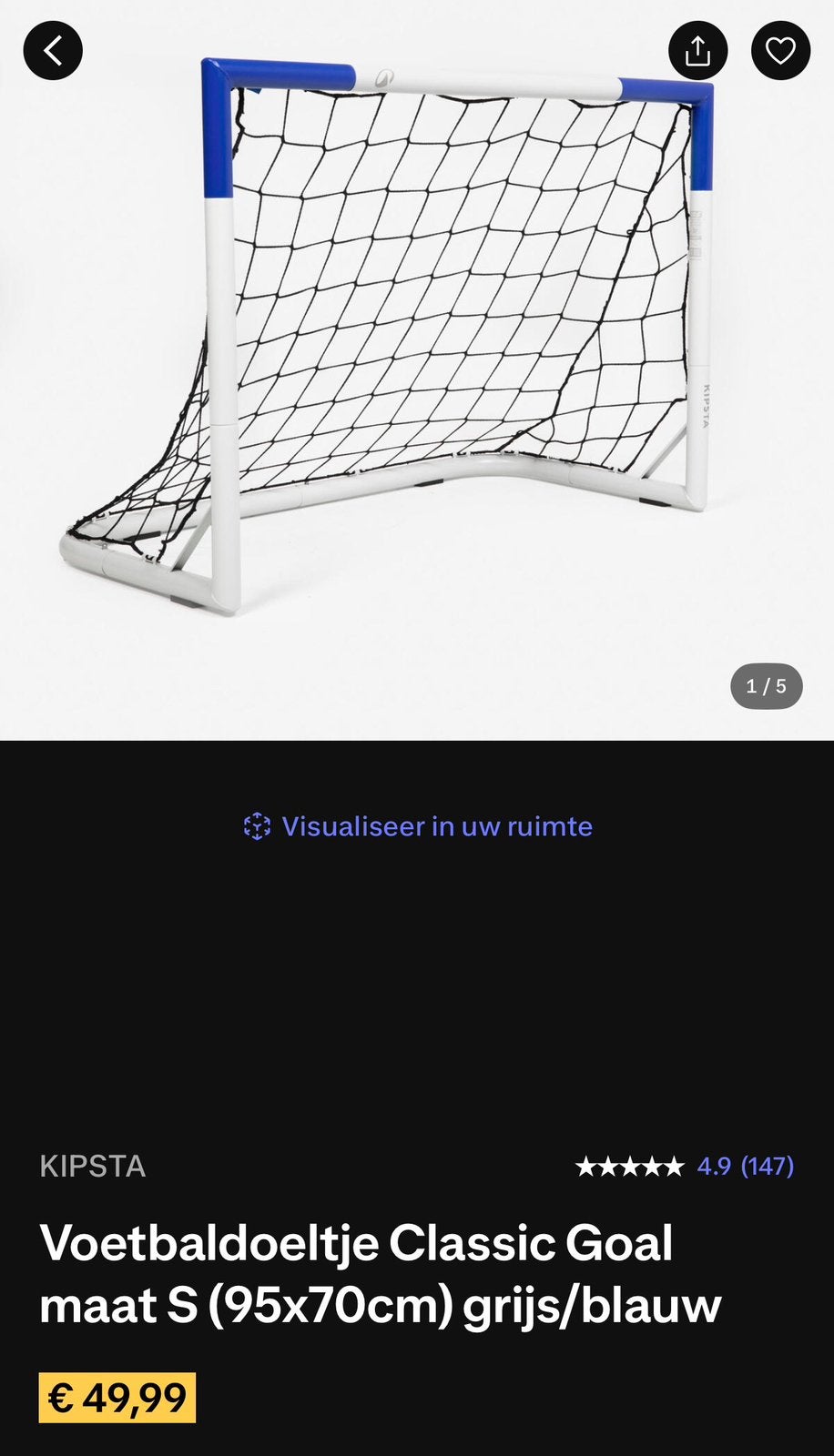 Nieuw! KIPSTA Voetbaldoel Classic S 95x70 cm | Zeer stevig, Groter dan maat XL, Ophalen of Verzenden, Nieuw, Overige typen