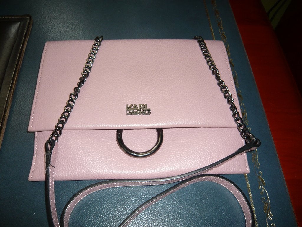 Karl Lagerfeld tas roze lederen clutch crossbody (nieuw 175, Ophalen of Verzenden, Zo goed als nieuw, Roze, Schoudertasje