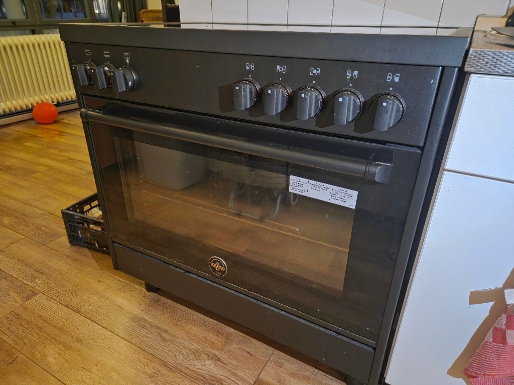 La Germania Inductie+oven 90x60 cm, Ophalen, 60 cm of meer, Zo goed als nieuw, Energieklasse A of zuiniger