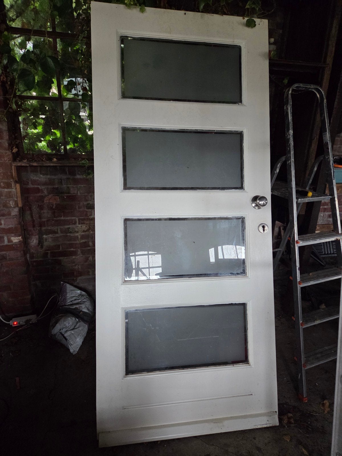 Hardhouten voordeur met glaspanelen, Gebruikt, 80 tot 100 cm, Ophalen of Verzenden, Buitendeur