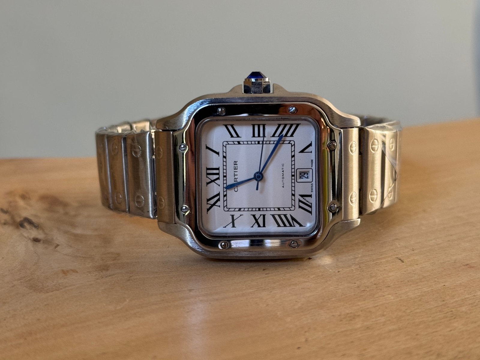 Cartier Santos automaat, Staal, Staal, Polshorloge, Nieuw