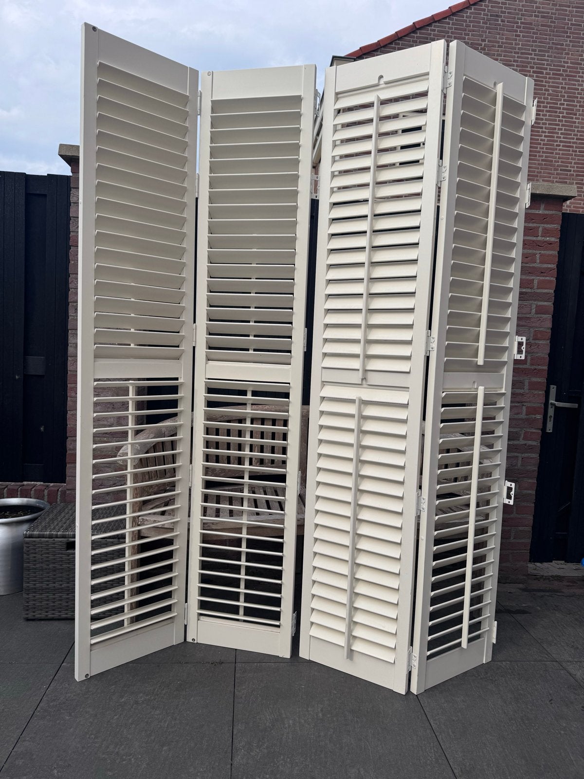 Set van 4 witte houten shutters/luiken, Doe-het-zelf en Verbouw, Glas en Ramen, Ophalen, Gevelraam of Ruit, Gebruikt, 80 tot 120 cm