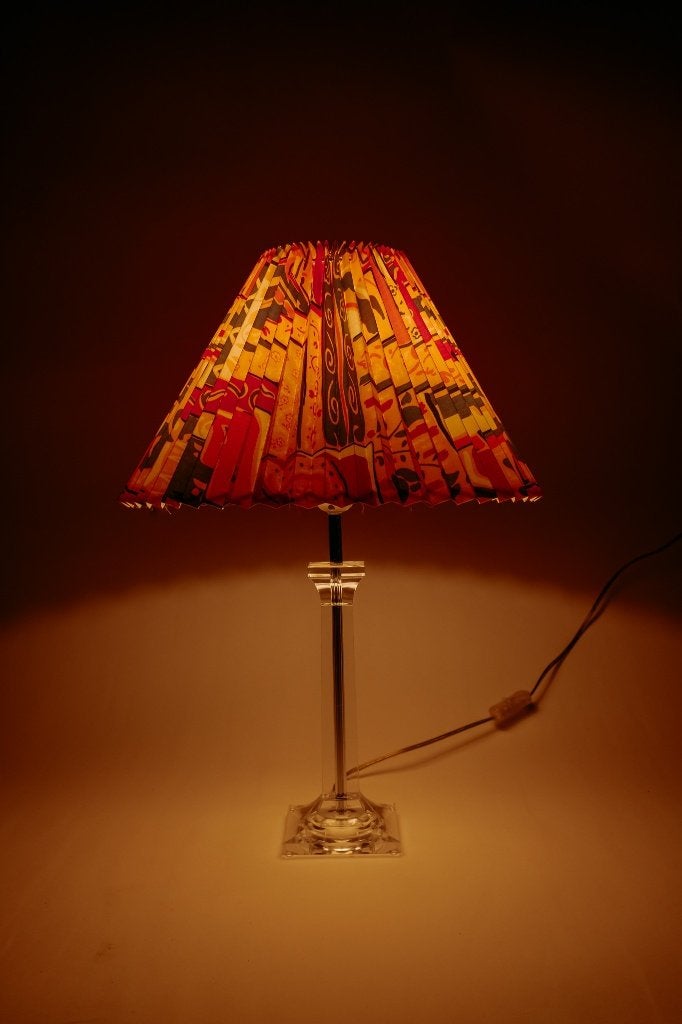 Vintage plexiglas tafellamp met plissé kap, Gebruikt, -, Meerkleurig, -