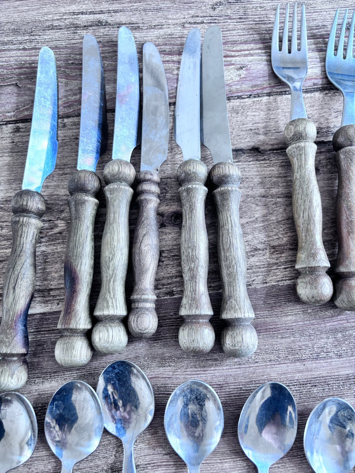 Vintage bistro Bestekset met Houten Handvatten - 30 Stuks, Ophalen of Verzenden