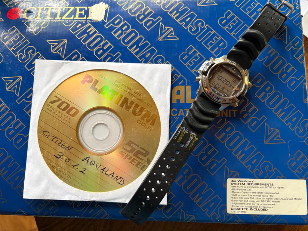 Citizen Aqualand Promaster Duikhorloge met CD-ROM, Gebruikt, Staal, Kunststof, Ophalen of Verzenden