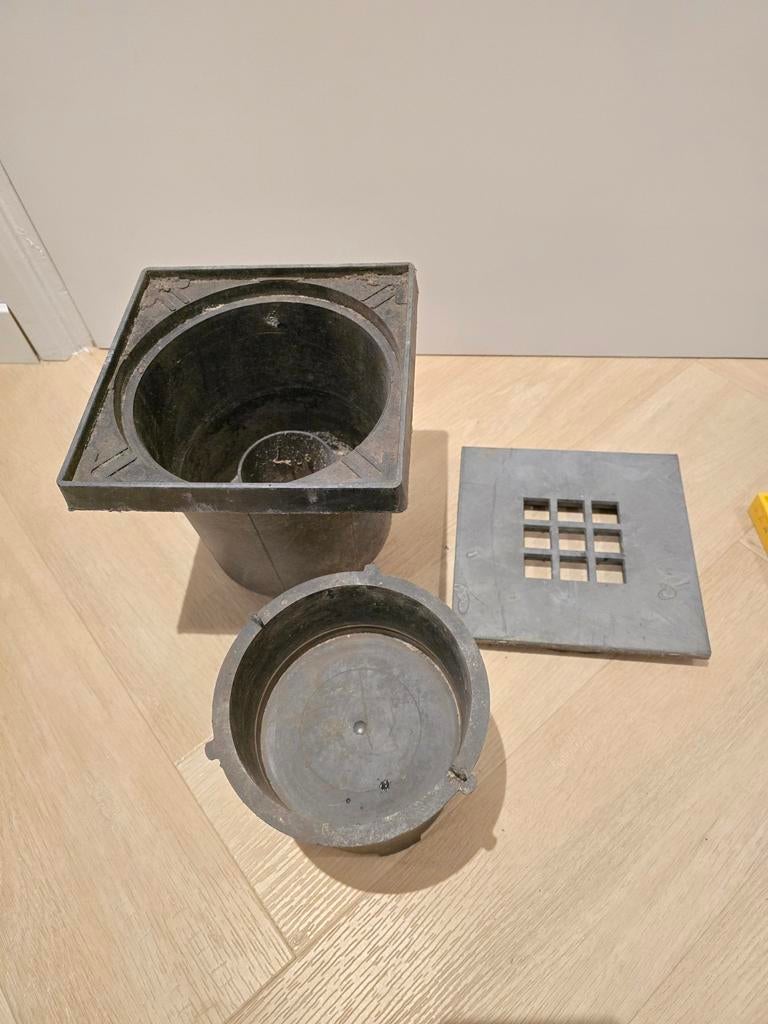 Afvoerputje kunststof deksel 20x20cm, buis Ø75mm, Ophalen of Verzenden, Gebruikt, Pvc, Afvoer