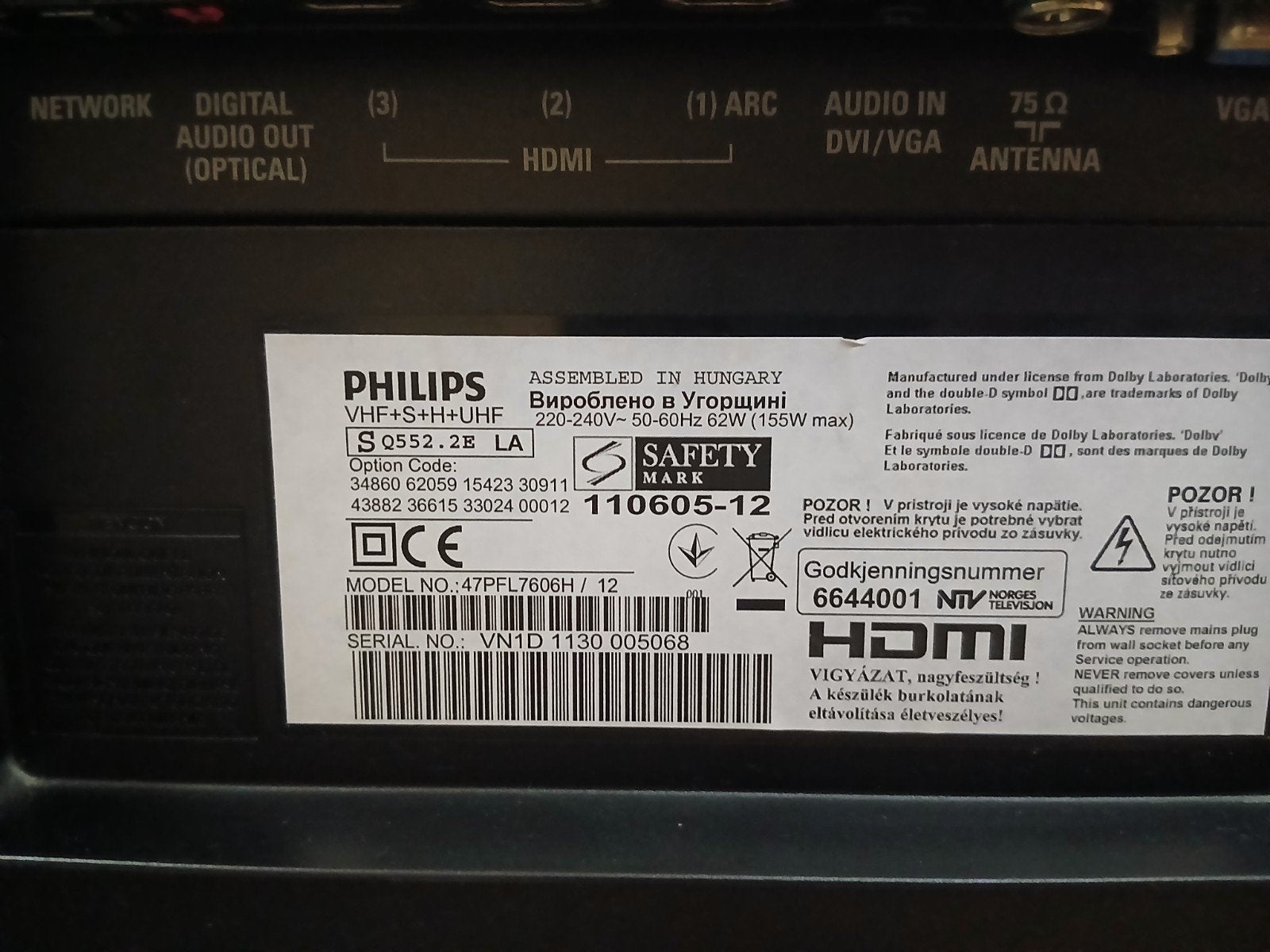 Philips 47 inch TV met Ambilight - Afstandsbediening defect, Ophalen, Gebruikt, 100 cm of meer, Philips