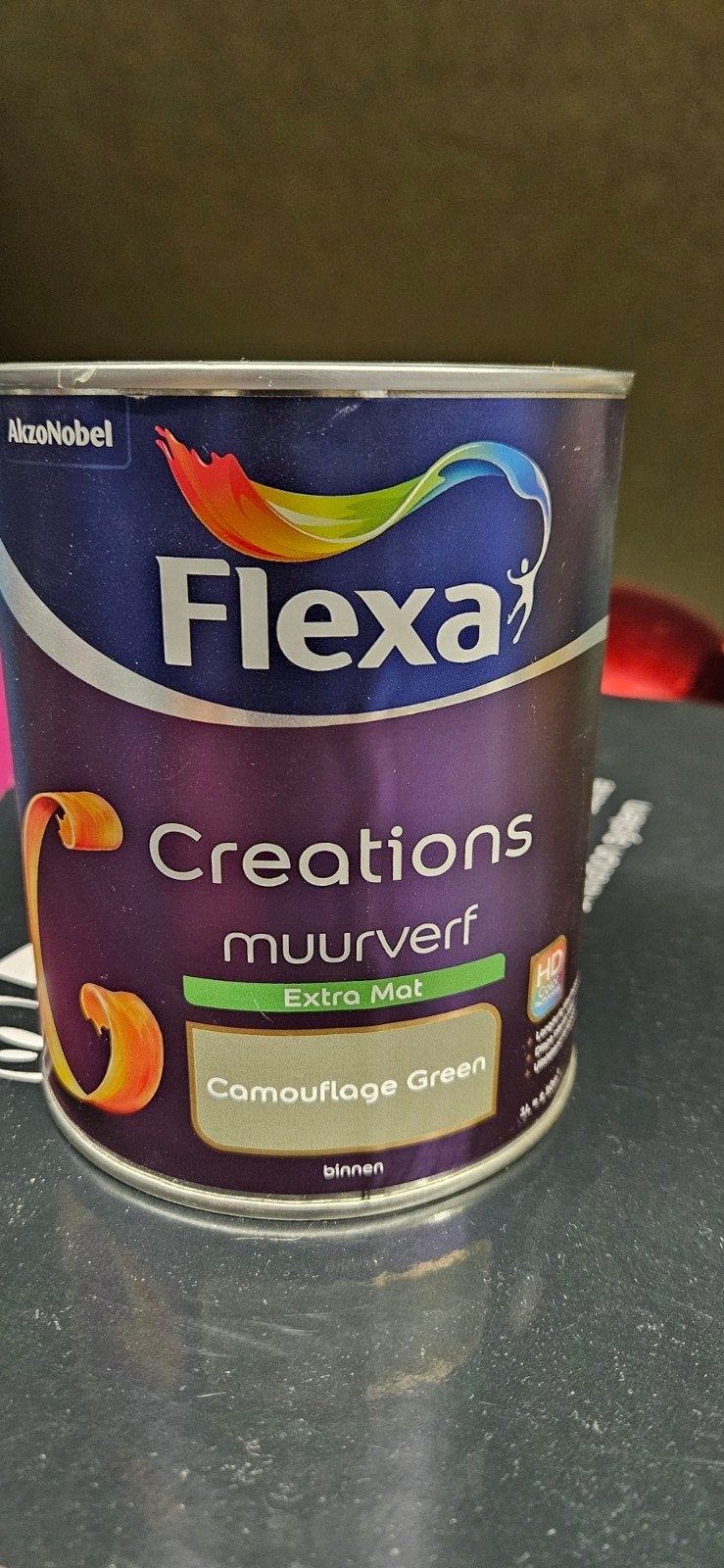 Flexa Creations Muurverf Extra Mat Camouflage Green 1L, Nieuw, Ophalen of Verzenden, Verf, Minder dan 5 liter