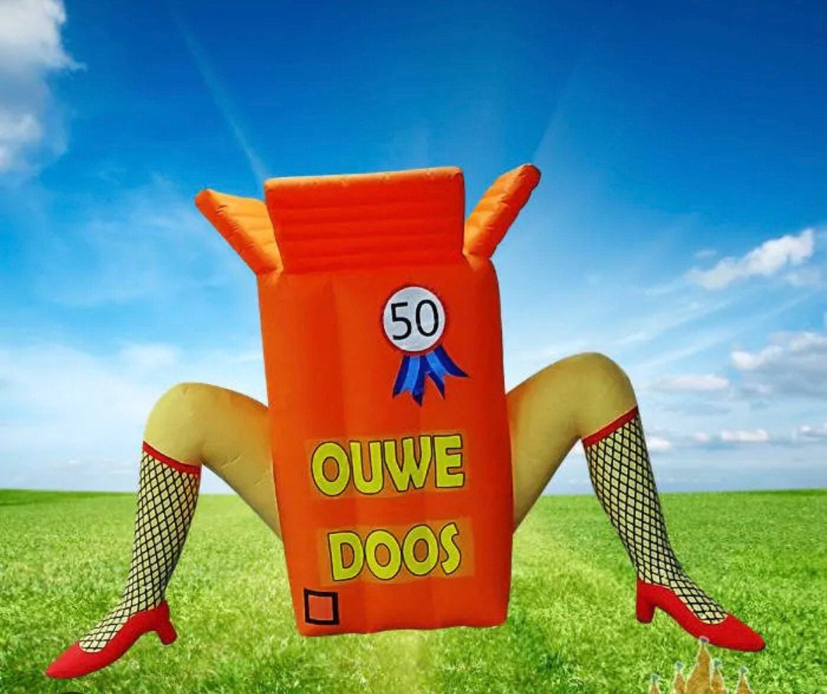 Opblaasbare Ouwe Doos - Perfect voor 50e verjaardag!, Ophalen, Gebruikt, Feestartikel, Abraham of Sarah