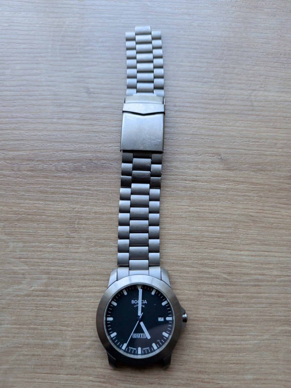 Boccia Titanium Horloge - Saffierglas, 10 Bar Waterdicht, Ophalen of Verzenden, Gebruikt