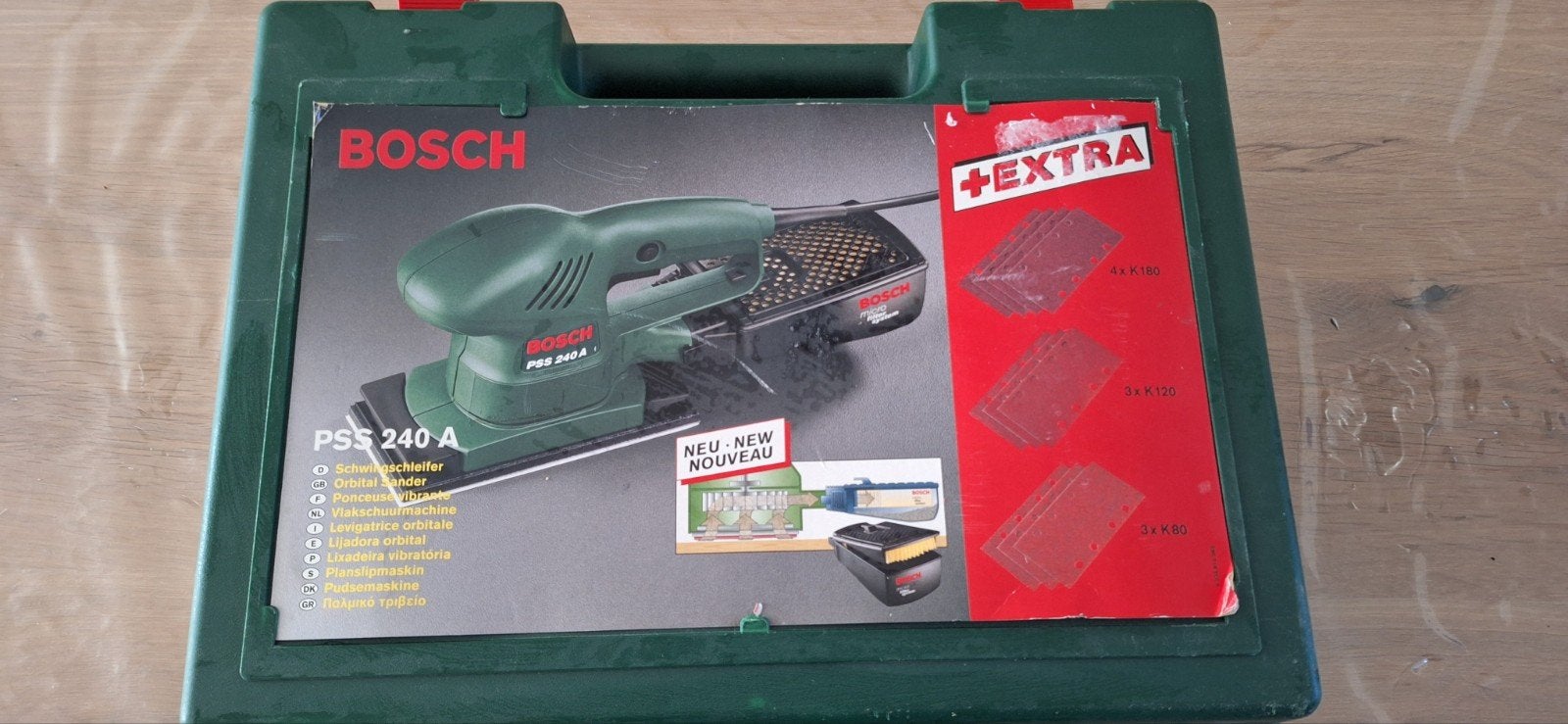 Bosch PSS 240 A Vlakschuurmachine met Koffer, Ophalen, Gebruikt, Minder dan 600 watt, Vlakschuurmachine