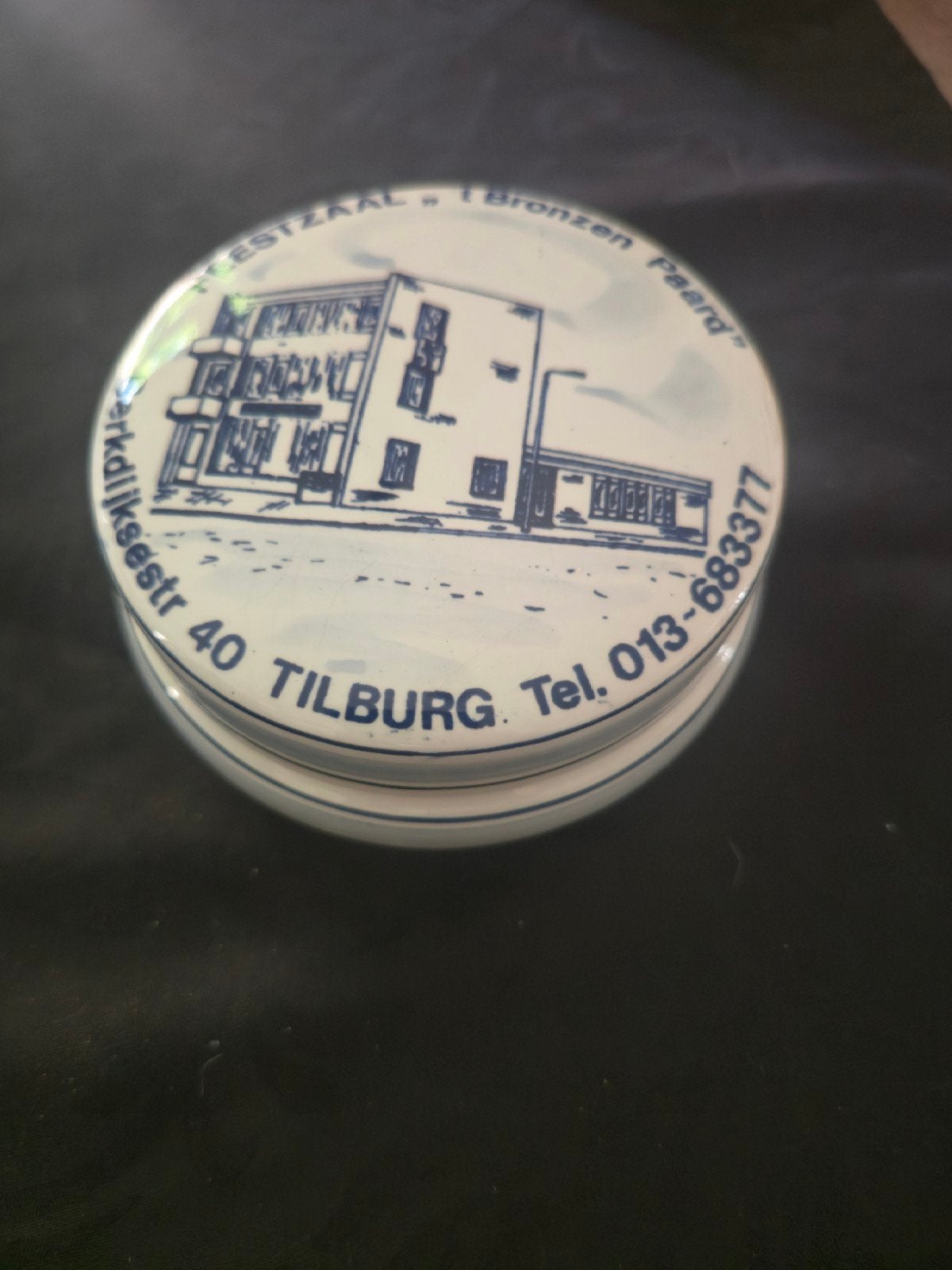 Delfts Blauw Doosje 't Bronzen Paard Tilburg Handgeschilderd, Antiek en Kunst, Ophalen of Verzenden
